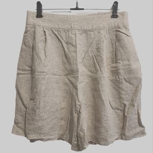 Ellen Ashley Linen Blend Pleated Elastic Waist Shorts
